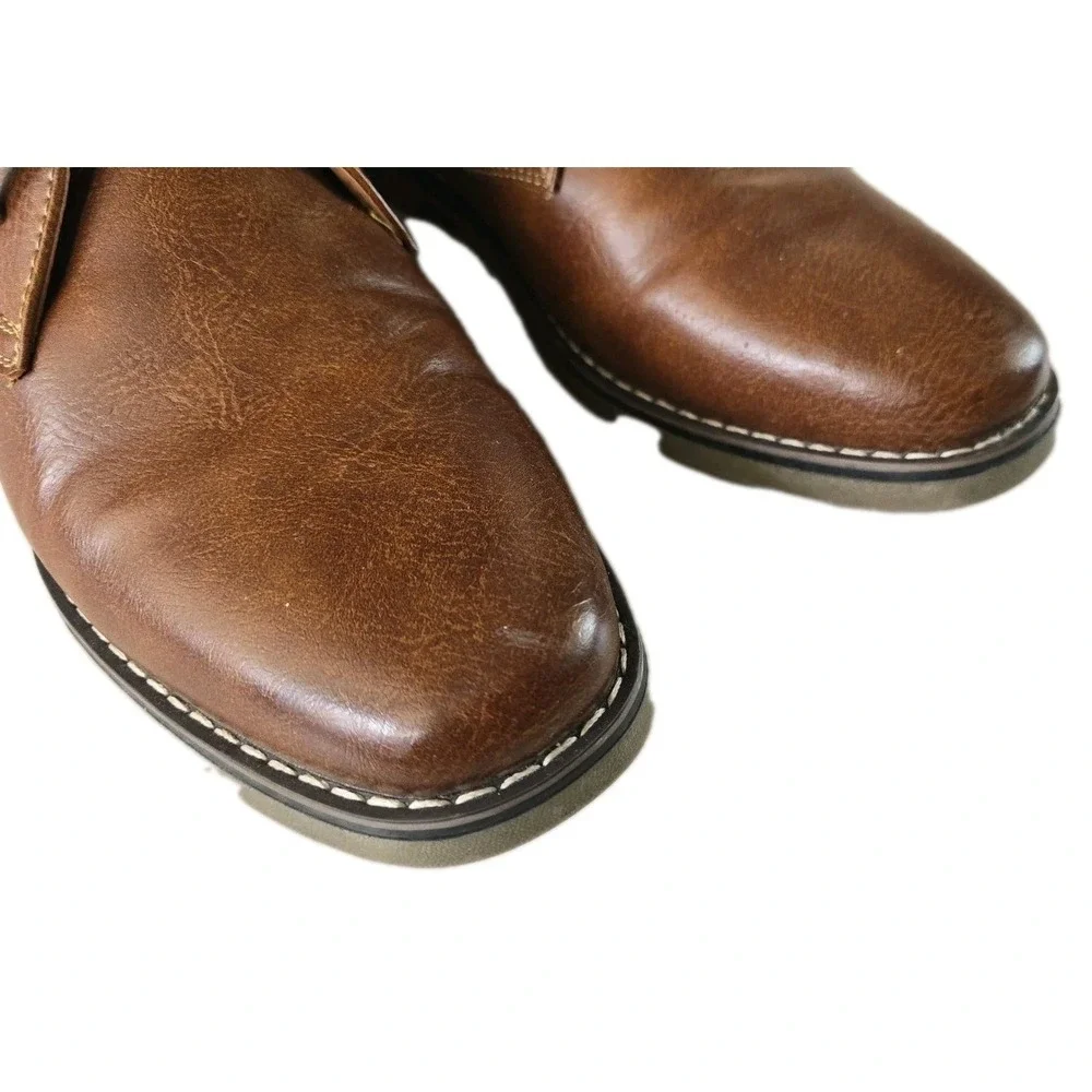 Steve Madden P-SYMIN Men's Short Chukka Boots‎ Cognac Brown Leather SZ 10